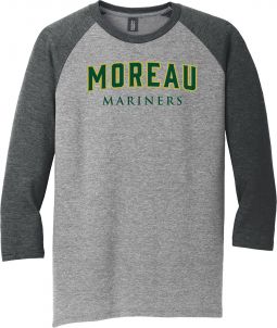 District Made Mens 3/4-Sleeve Raglan, Black Frost/Grey Frost